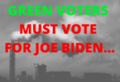 Banner urges green voters to vote for Joe Biden