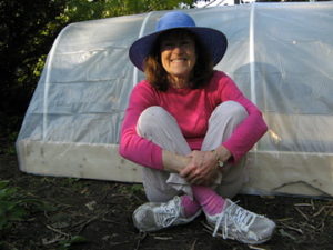sitting with hoop house