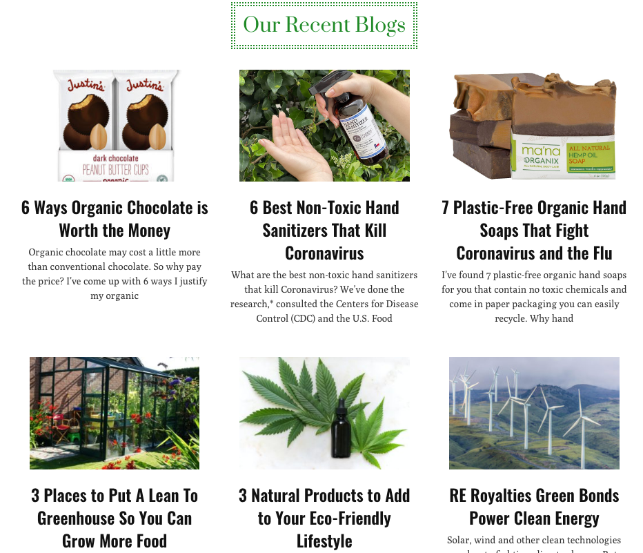 green living and shopping blog posts