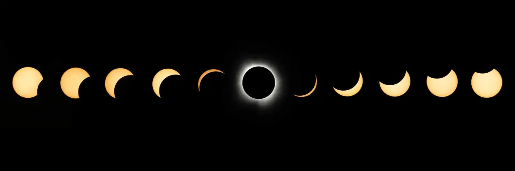 Solar eclipse time-lapse image taken over Dallas